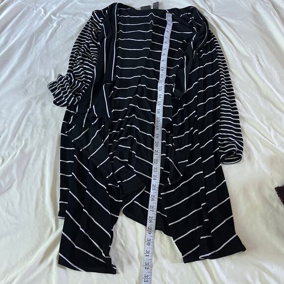 Chicos Black White Stripe Travelers Open Cardigan Sz 3 XL - Picture 5 of 5